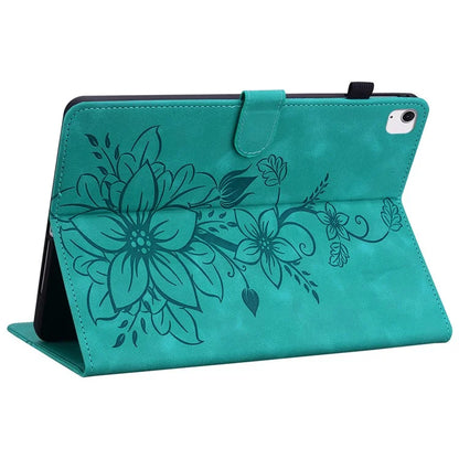 For iPad Air 11 (2024) Case with Card Slots Lily Flower Leather+TPU Full Protection Tablet Cover