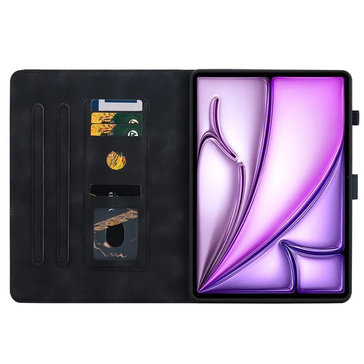 For iPad Air 11 (2024) Case with Card Slots Lily Flower Leather+TPU Full Protection Tablet Cover