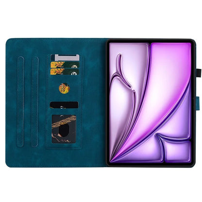 For iPad Air 11 (2024) Case with Card Slots Lily Flower Leather+TPU Full Protection Tablet Cover