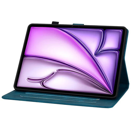 For iPad Air 11 (2024) Case with Card Slots Lily Flower Leather+TPU Full Protection Tablet Cover