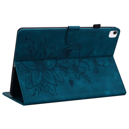 For iPad Air 11 (2024) Case with Card Slots Lily Flower Leather+TPU Full Protection Tablet Cover