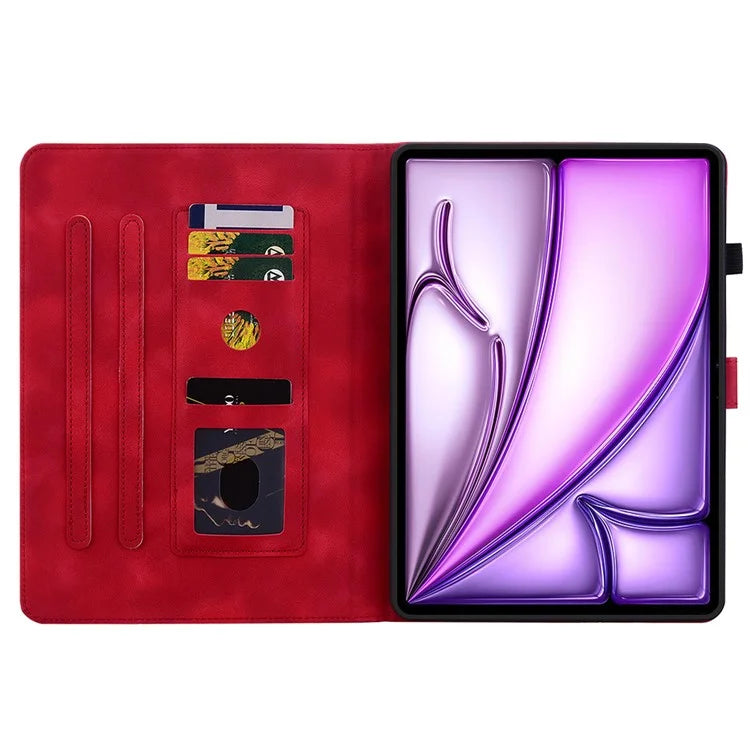 For iPad Air 11 (2024) Case with Card Slots Lily Flower Leather+TPU Full Protection Tablet Cover