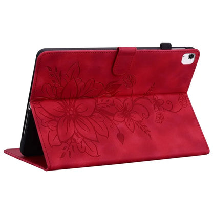 For iPad Air 11 (2024) Case with Card Slots Lily Flower Leather+TPU Full Protection Tablet Cover