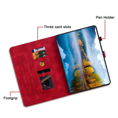 For iPad Air 11 (2024) Case with Card Slots Lily Flower Leather+TPU Full Protection Tablet Cover