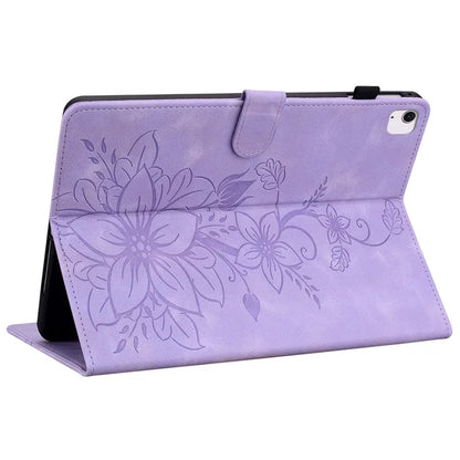 For iPad Air 11 (2024) Case with Card Slots Lily Flower Leather+TPU Full Protection Tablet Cover