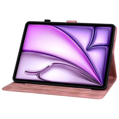 For iPad Air 11 (2024) Case with Card Slots Lily Flower Leather+TPU Full Protection Tablet Cover