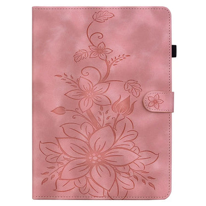 For iPad Air 11 (2024) Case with Card Slots Lily Flower Leather+TPU Full Protection Tablet Cover