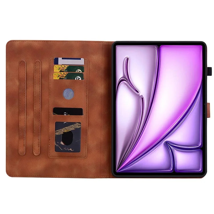 For iPad Air 11 (2024) Case with Card Slots Lily Flower Leather+TPU Full Protection Tablet Cover