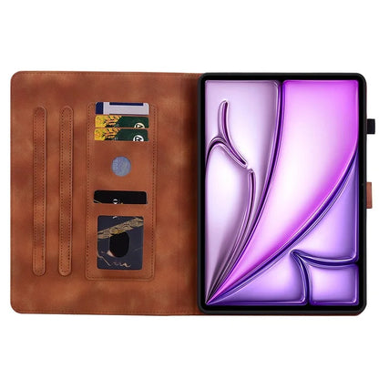 For iPad Air 11 (2024) Case with Card Slots Lily Flower Leather+TPU Full Protection Tablet Cover