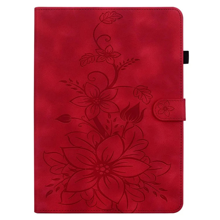 For iPad Pro 11-inch (2018) / (2020) / (2021) / (2022) / Air 11 (2024) / Air (2022) / (2020) Stand Case with Lily Flower Design