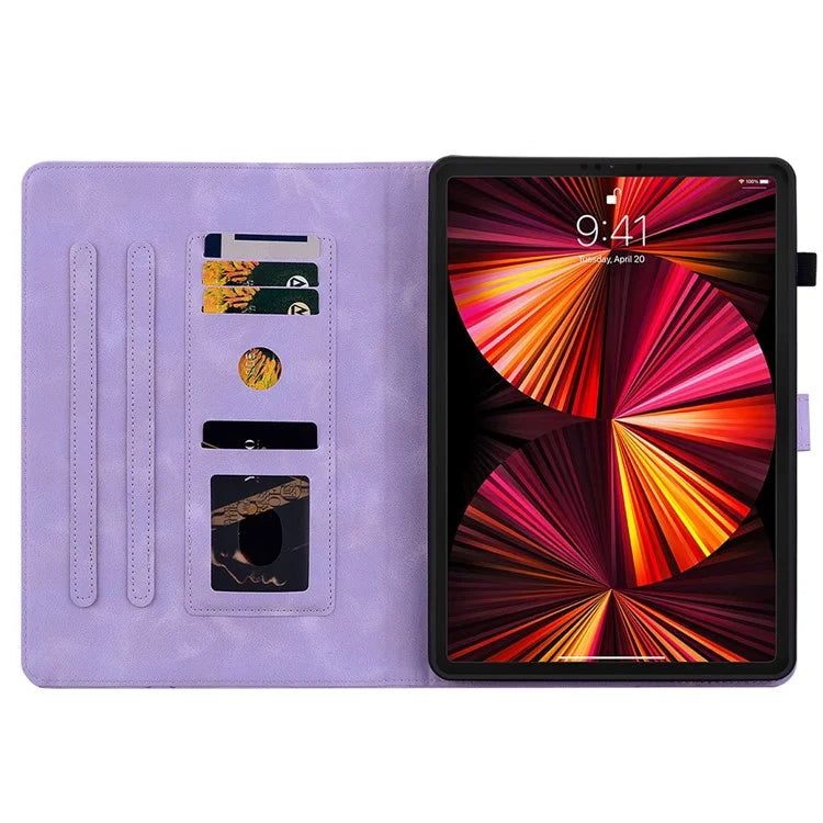 For iPad Pro 11-inch (2018) / (2020) / (2021) / (2022) / Air 11 (2024) / Air (2022) / (2020) Stand Case with Lily Flower Design