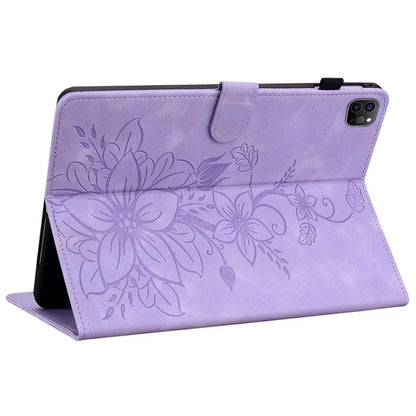 For iPad Pro 11-inch (2018) / (2020) / (2021) / (2022) / Air 11 (2024) / Air (2022) / (2020) Stand Case with Lily Flower Design