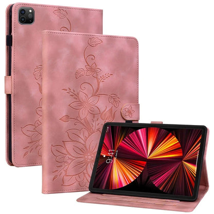 For iPad Pro 11-inch (2018) / (2020) / (2021) / (2022) / Air 11 (2024) / Air (2022) / (2020) Stand Case with Lily Flower Design