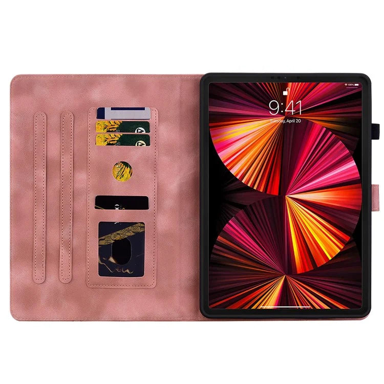 For iPad Pro 11-inch (2018) / (2020) / (2021) / (2022) / Air 11 (2024) / Air (2022) / (2020) Stand Case with Lily Flower Design