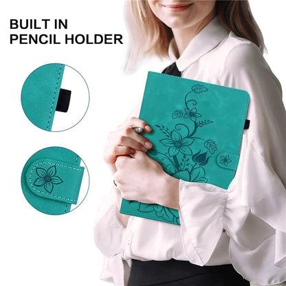 For iPad Pro 11-inch (2018) / (2020) / (2021) / (2022) / Air 11 (2024) / Air (2022) / (2020) Stand Case with Lily Flower Design