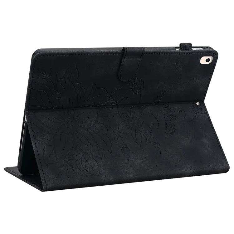 For iPad Air (2013) / Air 2 / iPad 9.7-inch (2017) / (2018) Tablet Stand Case Leather Cover with Imprinted Flower