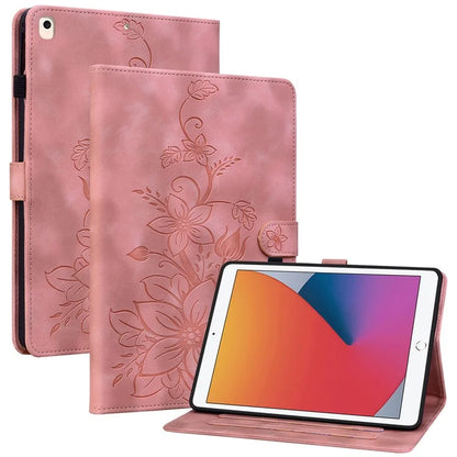 For iPad Air (2013) / Air 2 / iPad 9.7-inch (2017) / (2018) Tablet Stand Case Leather Cover with Imprinted Flower