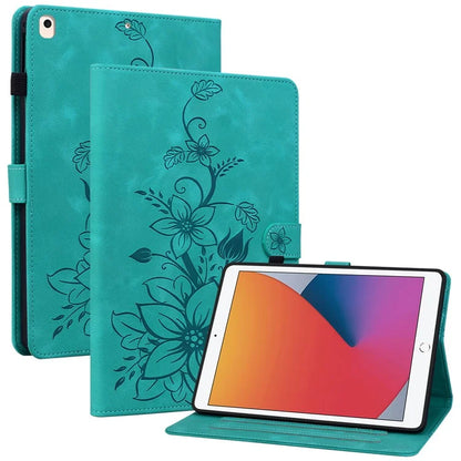 For iPad Air (2013) / Air 2 / iPad 9.7-inch (2017) / (2018) Tablet Stand Case Leather Cover with Imprinted Flower