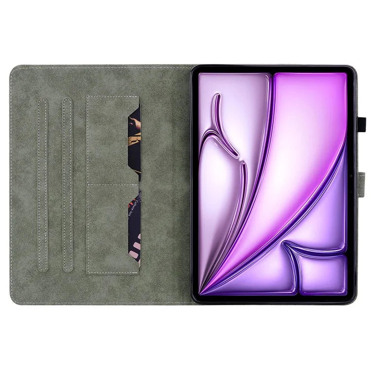 For iPad Air 11 (2024) Shockproof Case Tiger Pattern PU Leather Protective Tablet Cover