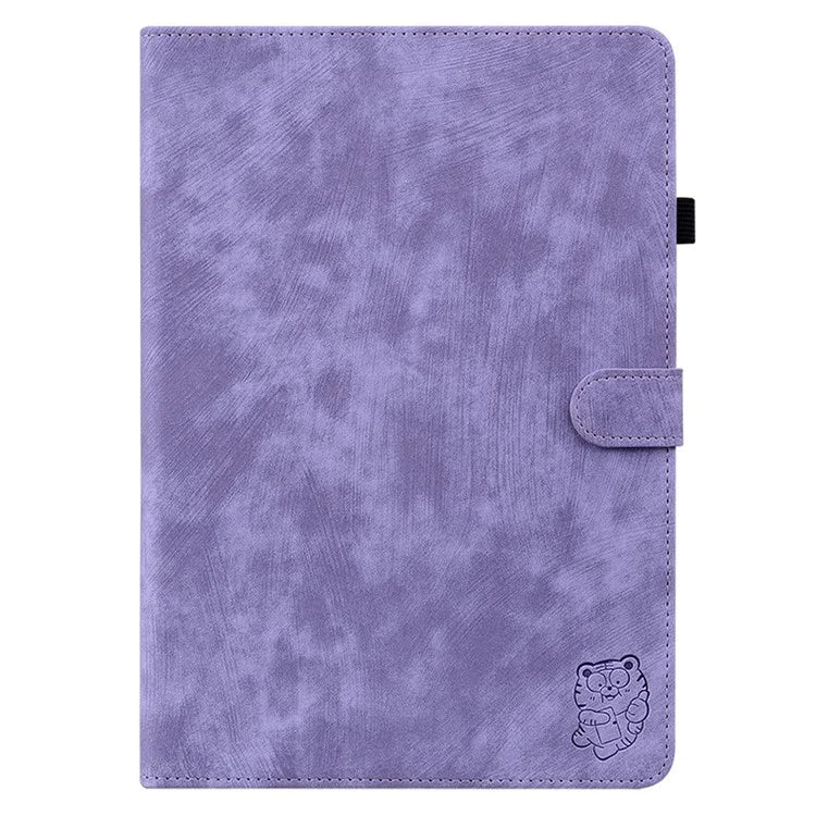 For iPad Air 13 (2024) Case PU Leather Stand Tablet Shell Cute Cartoon Tiger Imprinted