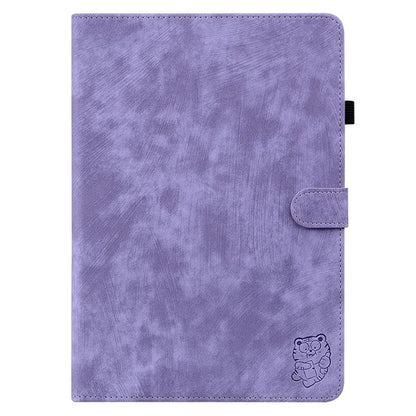 For iPad Air 13 (2024) Case PU Leather Stand Tablet Shell Cute Cartoon Tiger Imprinted