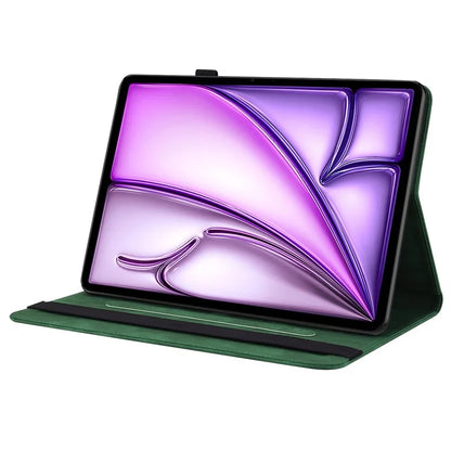 For iPad Air 11 (2024) Case Imprinted Butterfly Flower PU Leather Flip Card Slots Tablet Cover