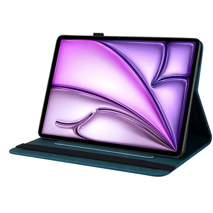 For iPad Air 11 (2024) Case Imprinted Butterfly Flower PU Leather Flip Card Slots Tablet Cover