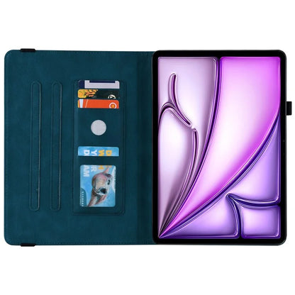 For iPad Air 11 (2024) Case Imprinted Butterfly Flower PU Leather Flip Card Slots Tablet Cover