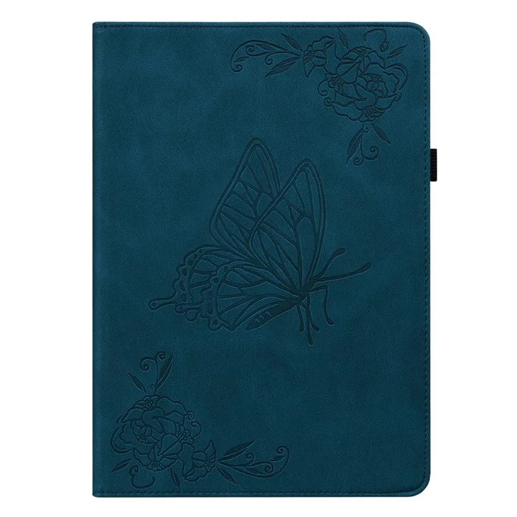For iPad Air 11 (2024) Case Imprinted Butterfly Flower PU Leather Flip Card Slots Tablet Cover