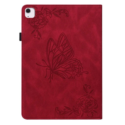 For iPad Air 11 (2024) Case Imprinted Butterfly Flower PU Leather Flip Card Slots Tablet Cover