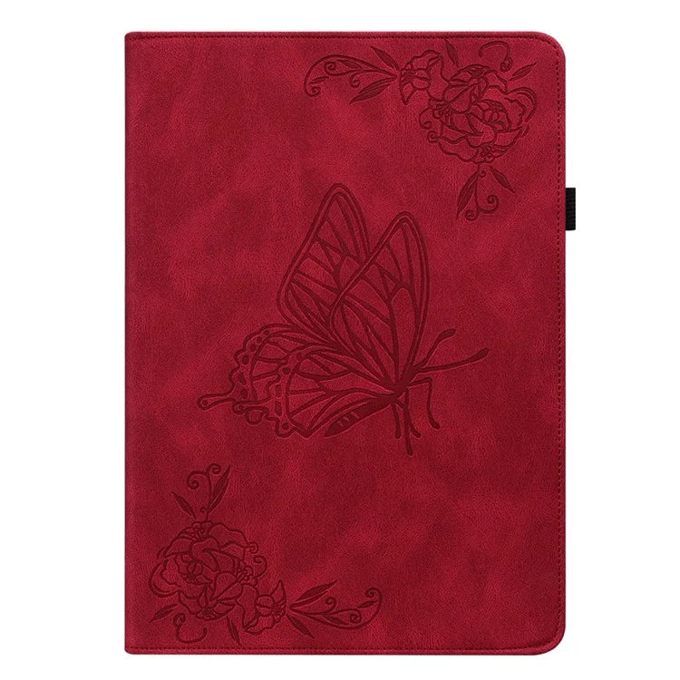 For iPad Air 11 (2024) Case Imprinted Butterfly Flower PU Leather Flip Card Slots Tablet Cover