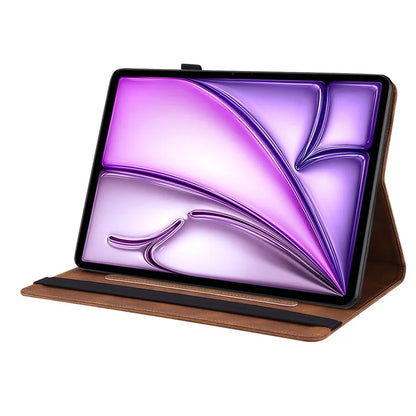 For iPad Air 11 (2024) Case Imprinted Butterfly Flower PU Leather Flip Card Slots Tablet Cover