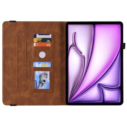 For iPad Air 11 (2024) Case Imprinted Butterfly Flower PU Leather Flip Card Slots Tablet Cover