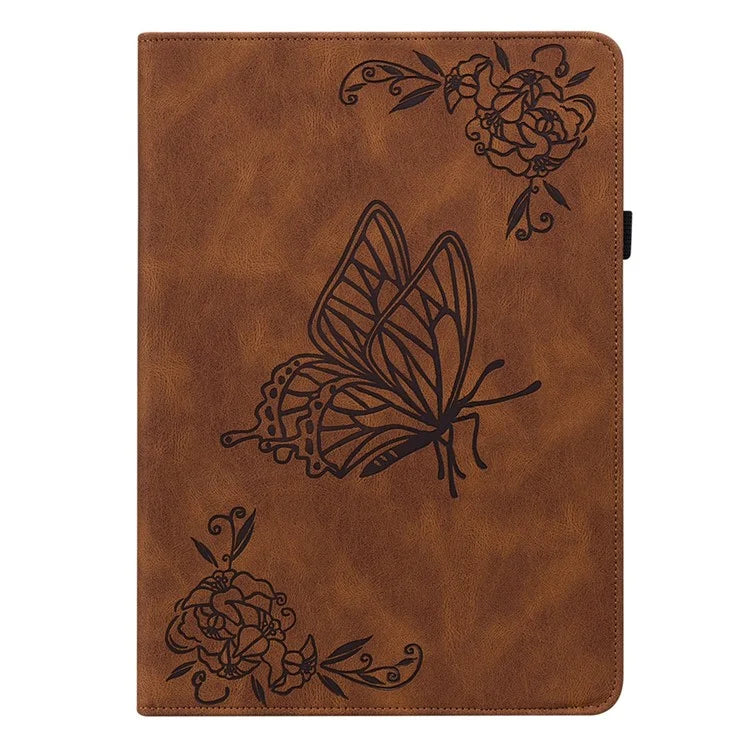 For iPad Air 11 (2024) Case Imprinted Butterfly Flower PU Leather Flip Card Slots Tablet Cover