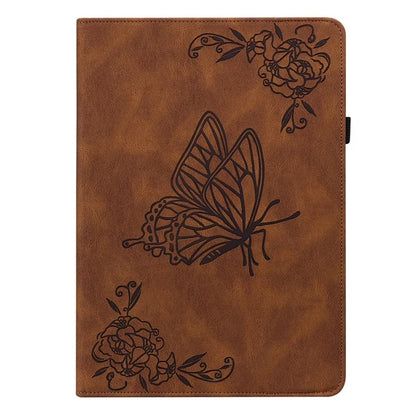 For iPad Air 11 (2024) Case Imprinted Butterfly Flower PU Leather Flip Card Slots Tablet Cover