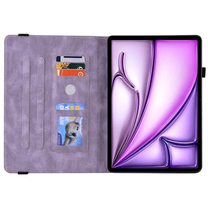 For iPad Air 11 (2024) Case Imprinted Butterfly Flower PU Leather Flip Card Slots Tablet Cover