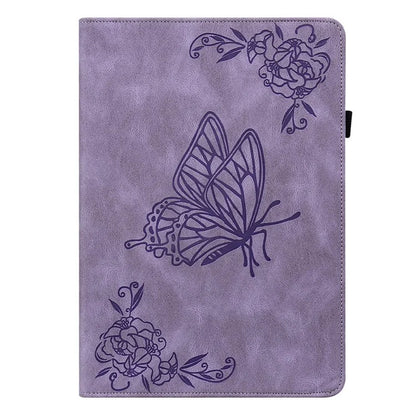 For iPad Air 11 (2024) Case Imprinted Butterfly Flower PU Leather Flip Card Slots Tablet Cover