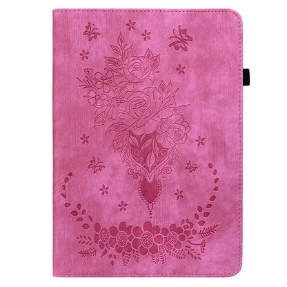For iPad Pro 11 (2024) Leather Tablet Case Card Holder Imprinted Rose Flower Cover