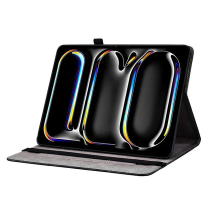 For iPad Pro 11 (2024) Case Stylish Pattern PU Leather Stand Tablet Cover with Card Slots