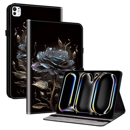 For iPad Pro 11 (2024) Case Stylish Pattern PU Leather Stand Tablet Cover with Card Slots