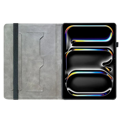 For iPad Pro 11 (2024) Case Stylish Pattern PU Leather Stand Tablet Cover with Card Slots