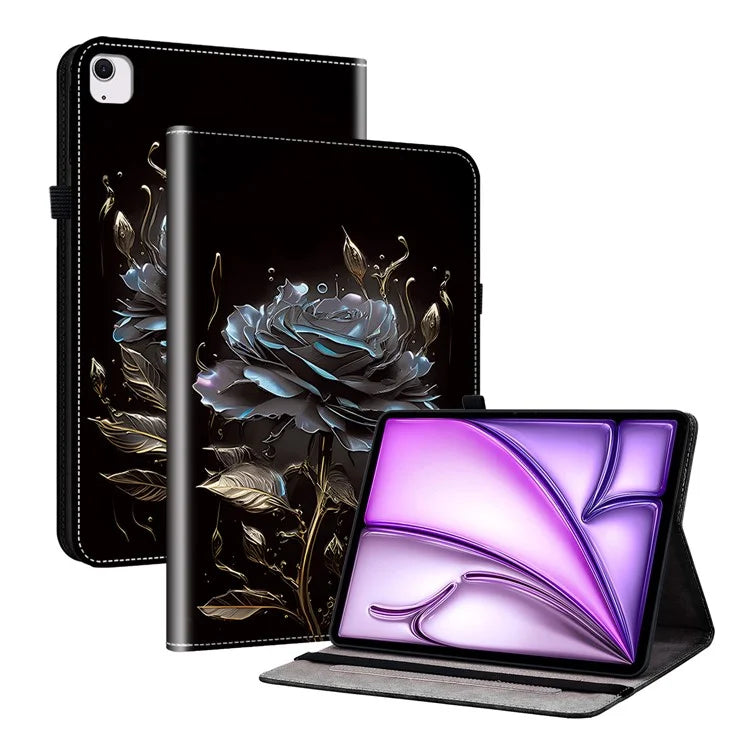 For iPad Air 13 (2024) Stand Case Pattern Print PU Leather Folio Tablet Cover with Card Holder