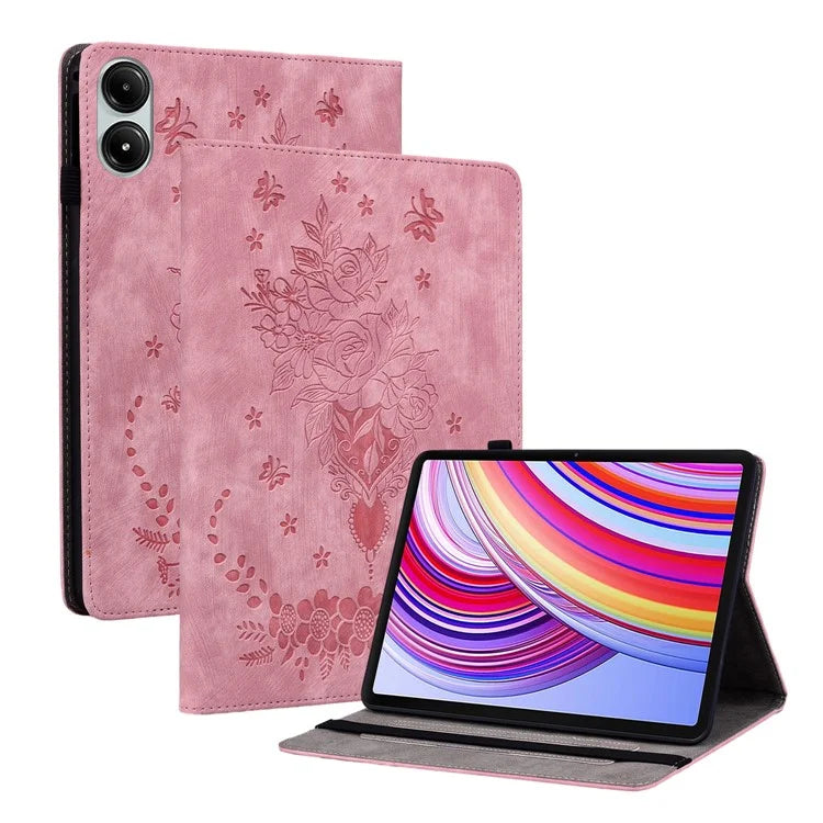 For Xiaomi Redmi Pad Pro / Redmi Pad Pro 5G / Poco Pad Case Rose Flower Leather Protective Cover with Card Holder