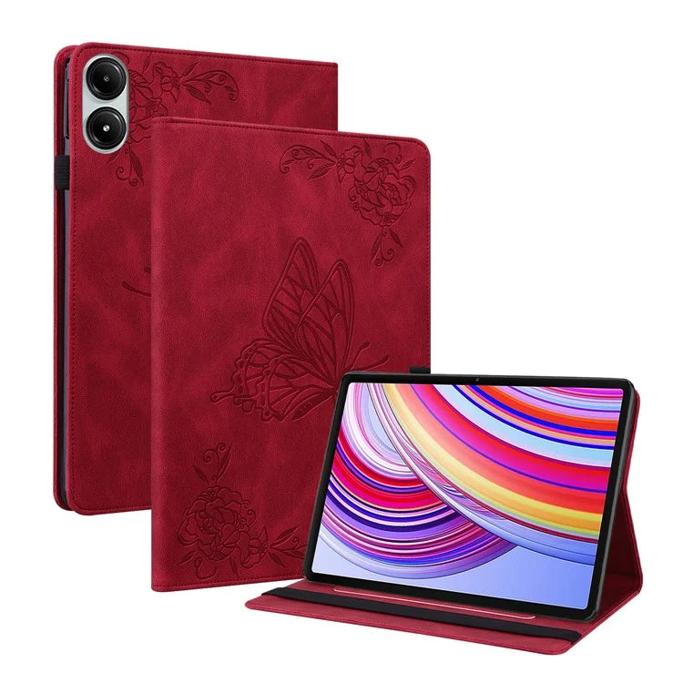 For Xiaomi Redmi Pad Pro / Redmi Pad Pro 5G / Poco Pad Protective Cover PU Leather Butterfly Flower Stand Tablet Case