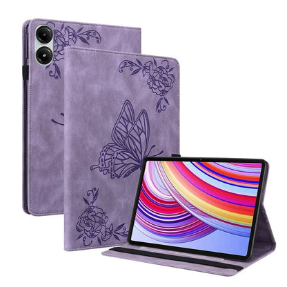 For Xiaomi Redmi Pad Pro / Redmi Pad Pro 5G / Poco Pad Protective Cover PU Leather Butterfly Flower Stand Tablet Case