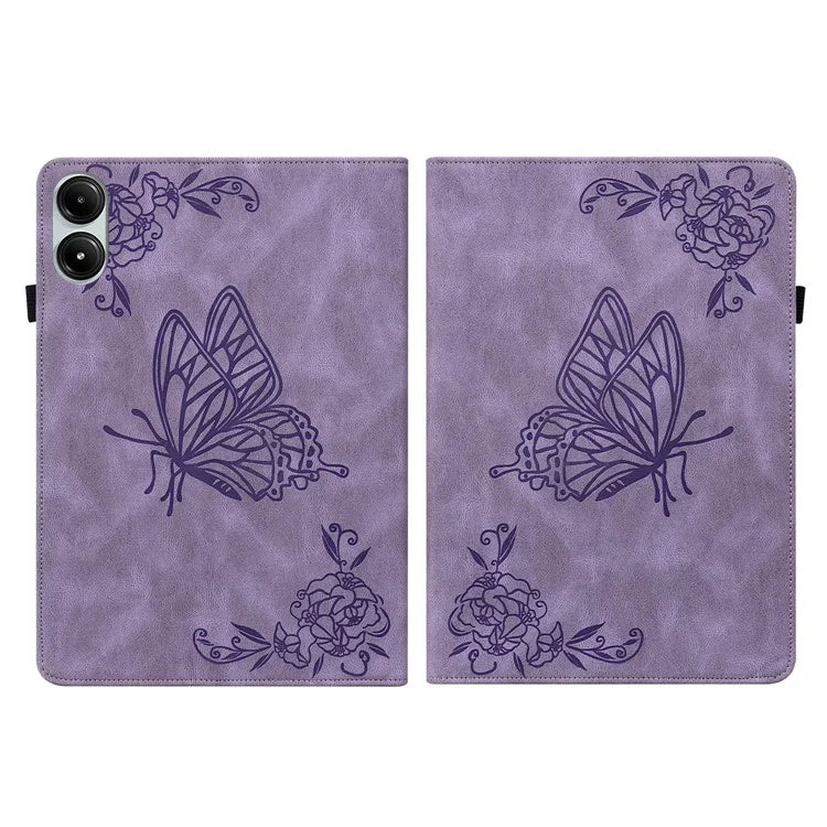 For Xiaomi Redmi Pad Pro / Redmi Pad Pro 5G / Poco Pad Protective Cover PU Leather Butterfly Flower Stand Tablet Case