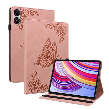 For Xiaomi Redmi Pad Pro / Redmi Pad Pro 5G / Poco Pad Protective Cover PU Leather Butterfly Flower Stand Tablet Case