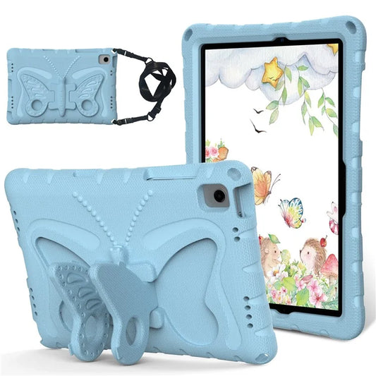 For Samsung Galaxy Tab A9+ Case Butterfly Kickstand EVA Tablet Cover with Shoulder Strap