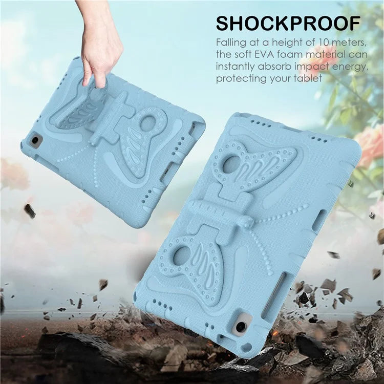 For Samsung Galaxy Tab A9+ Case Butterfly Kickstand EVA Tablet Cover with Shoulder Strap