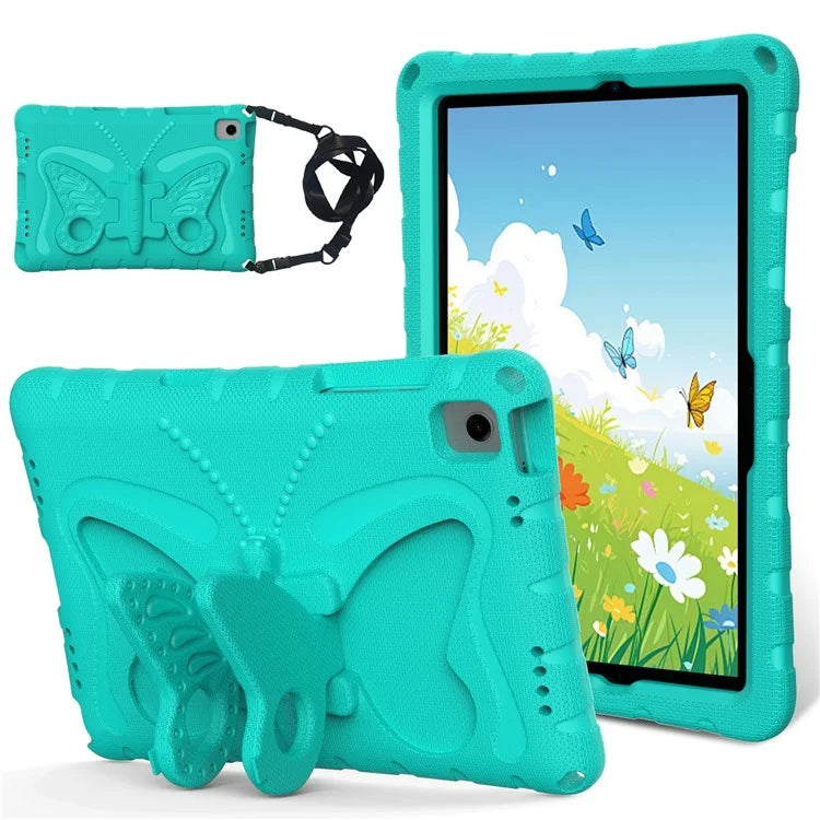 For Samsung Galaxy Tab A9+ Case Butterfly Kickstand EVA Tablet Cover with Shoulder Strap